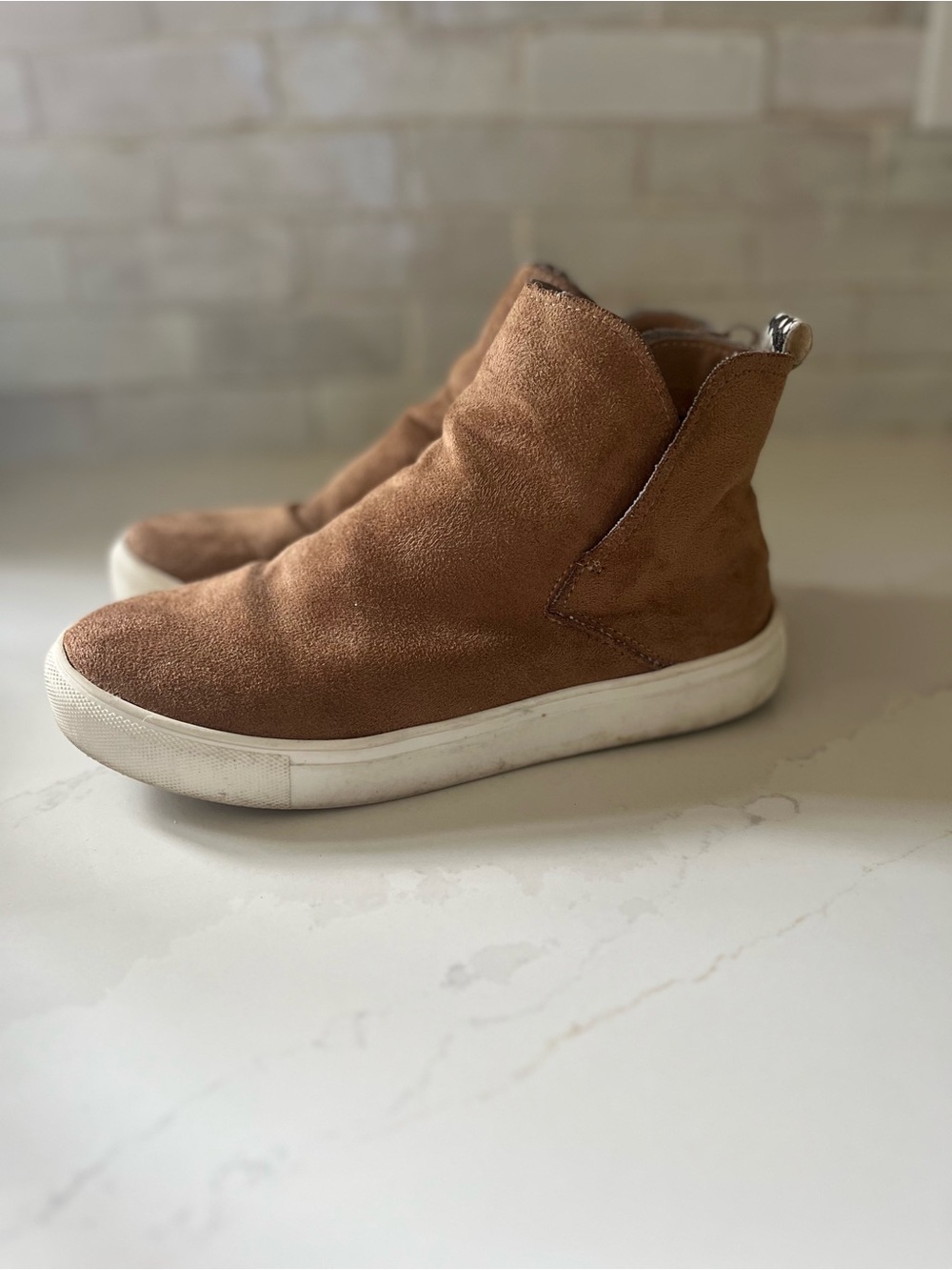 Women’s Suede Slip-On Boot Sneakers - Tan